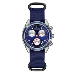 MEGIR Triple-eye Quartz Watch for Men's Nylon Braided Strap Waterproof Luminous Sports with Chronograph Fashion Wristwatch Male