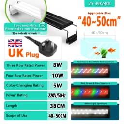 Aquarium LED Light Super Slim Fish Tank Aquatic Plant Grow Lighting Waterproof Bright Clip Lamp RGB LED 20-63cm for Fish Tank