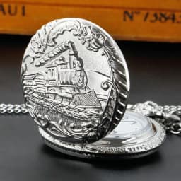 Antique Steam Train Design Pocket Watch with Chain Necklace Vintage Quartz Pendant FOB Chain Watches