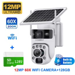 INQMEGA 12MP 60X Optics Zoom Dual Screen 4G /WIFI Solar Camera Securty Outdoor PIR Human Detection Color Night Vision UBOX APP