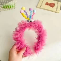Cute Plush Big-Eyed Twist Stick Headband for Women - Soft, Non-Slip Hair Accessory Perfect for Face Washing & Styling