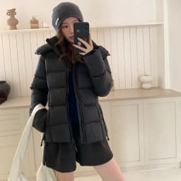 Winter Solid Color Long-sleeved Short Fur Collar Hooded Down Jacket Korean Women's Holiday Fashion Versatile and Thin Coat