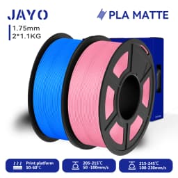 JAYO 2 Rolls 3D PLA Matte Printer Filament 1.75mm Neatly Wound PLA Filament with Matte Finish Print with 99% FDM 3D Printer
