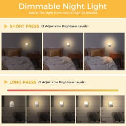 Wall Mount Night Light, with 5 Levels of Brightness and Dusk to Dawn Light Sensor, Children's Night Light for Children's Rooms,