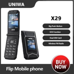 UNIWA X29 Big Push-Button Phone Senior Flip Mobile Phone GSM-Dual Sim FM Radio Russian Hebrew Keyboard Clamshell Cellphone