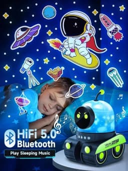 Star Projector Night Light for Kids 21 Films Robot Musical Lamp, Ideal Gift for Birthday, Christmas Celebrations Room Decor