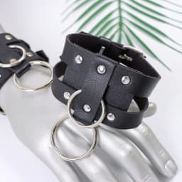 UYEE 1 Pair Black O-Ring Punk Ankle Belt Leather Feather Anklet Unisex Alloy Pendant Accessory YK2 Belt