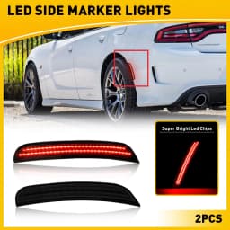 For Dodge Charger 2015 2016 2017 2018 2019 2020 2021 2022 Front Rear Bumper LED Side Marker Lights Smoked Tail Turn Signal Light
