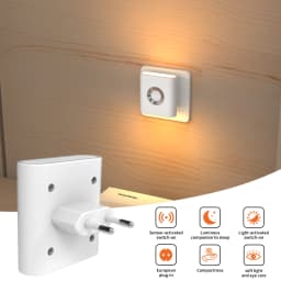 Motion Sensor LED Night Light 220VAC EU Plug Wall Lamp Warm White Ambient Lights for Bedroom Bathroom Hallway Staircase Corridor