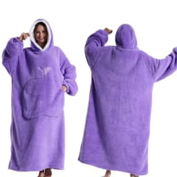 Extra Long Wearable Blankets Winter Flannel Hooded Blanket with Full Sleeves Men Women Cozy Soft Throw Adult TV Blanket