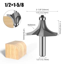 1pc 1/4" 1/2" Shank Woodworking Round Router Bit Woodworking Milling Cutter Slotting Tool Trimming Machine Router Bit