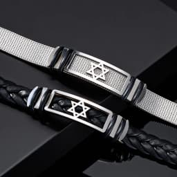 Hexagram Watch Strap Bracelet for Men,Stainless Steel Star of David Wristband,Trendy New Jewelry Gift