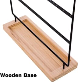 3-Tier Earring Holder Stand 69 Holes Wooden Jewelry Organizer Display with Storage Tray for Desktop Earring & Bracelet Organizer