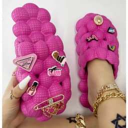 2025 Summer New Bubble Slippers Women Toe-covered Massage Sandals Creative Peanut Shoes Herringbone Slippers Beach Flip Flops