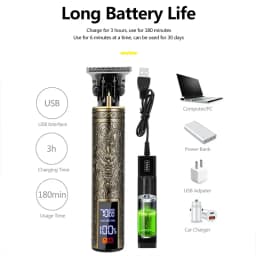 USB Men Electric Hair Clipper / LCD Display New Electric Men's Retro T9 Style Buddha Head Oil Head Scissors New Hot Sale
