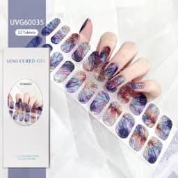 16/20/22Tips Semi-Cured Gel Nail Patch Adhesive Sliders Long Lasting Full Gel Nail Stickers DIY Manicure Harden In UV Lamp Need