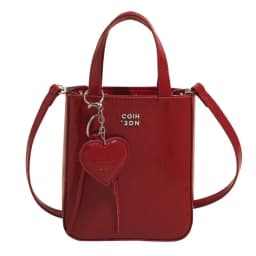 Fashion Pu Leather Shoulder Bag Chic Versatile Small Square Bag with Love Keychain Pendant High Quality Crossbody Bags for Women