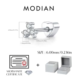MODIAN D Color Moissanite Cartilage Stud 925 Sterling Heart Screw Stud Earrings Stackable Unisex Stud Earrings For Women Jewelry