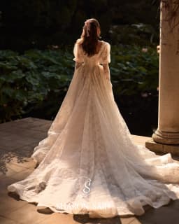 Sharon Said 2026 A-Line Princess Off White Lace Wedding Dress With Jacket Vintage Square Collar Bride Gown SW119 Customized