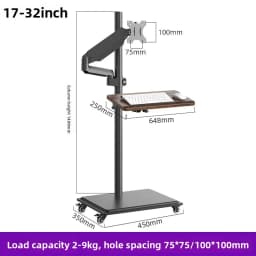 Adjustable Mobile Standing Desk Riser with Ergonomic Monitor Arm and Keyboard Tray