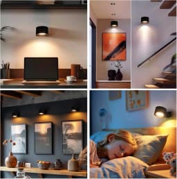 4/2PCS LED Dimmable Wall Lights with Remote, 3 Color Temperatures, Rechargeable Magnetic 360° Rotation Night Lamp for Room