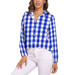 Black Checkerboard Blouse Classic Black and White Checker Office Print Blouses Women Autumn Oversize Long Sleeve Casual Shirts