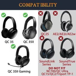KUTOU Replacement Headband Cushion and Earpads for Bose QC35 QC45 Headphones with Noise Isolation Memory Foamment Accessories