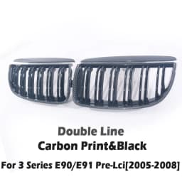 Carbon Fiber Chrome M Color Chrome Gloss Matte Black Grille Kidney Grill For BMW 3 Series E90 E91 Pre-Facelift 2005-2008 320 330