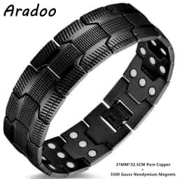 ARADOO Pure Copper Magnetic Bracelets for Men with Double-Row Strong Magnets Link Bracelet Jewelry Gifts