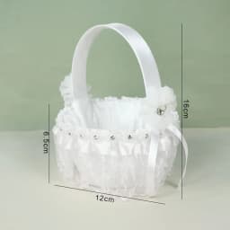 20 CM White Flower Girls Basket Silk Wedding Basket for Flower Bride/Kids Hand Held Wedding Ceremony Party Decorations