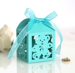 10pcs Blue Gift Box for Children's Day Birthday Wedding Party Candy Boxes Packaging Laser Hollow Cute Bear Chocolate Wrapping