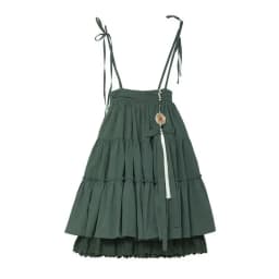 Chinese Lolita Style Spring Summer Long Midi Suspender Skirt Women Teen Girls Cute High Waist A-Line Lace Ruffle Skirts Pleated