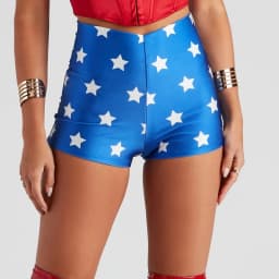 Women Summer High Waist Shorts Stars Pattern Print Micro Bottoms Shorts Slim Fit Party Clubwear Bottoms