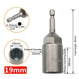 6mm -19mm Deepen Inner Hexagon Sleeve Electric Drill Sleeve Pneumatic Socket Head for Nut Wrench Hand Tools Electric Screwdriver