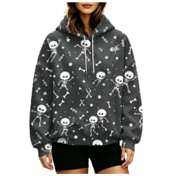 Women Fall And Winter Hoodie With Pet Pouch Oversized Pocket Colorful Halloween Print Sweatshirt Women Sweater Zipper Pockets