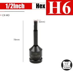 1/2inch Impact Hex Socket Electric Drill Socket Adapter Air Impact Wrench Hex Head Socket H4~H22 Screw Tap Socket Adapter