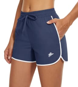 TACVASEN Womens Athletic Running Shorts with 2 Side Pockets Quick Dry Stretchy Workout Gym Shorts Elastic Waistband Activewear