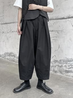[EAM] High Elastic Waist Black Pleated Long Wide Leg Pants New Loose Fit Trousers Women Fashion Tide Spring Autumn 2026 1DF9659