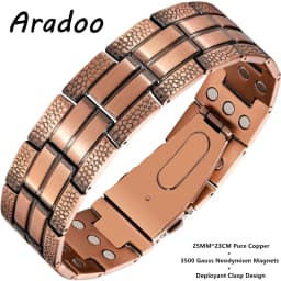 ARADOO Pure Copper Magnetic Bracelets for Men with Double-Row Strong Magnets Link Bracelet Jewelry Gifts