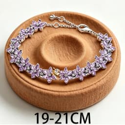 2026 New 925 Silver Purple Plant Bee Specimen Women's Tennis Adjustable Bracelet Display Tool DIY Exquisite Charm Jewelry