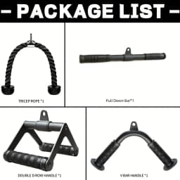 Cable Machine Attachment, Row Double D Handles, Tricep Rope, Straight Tricep Bar, V Bar, LAT Pulldown Gym Accessories