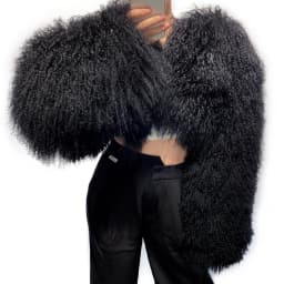YOLOAgain Plus Size 8XL Women's Real Mongolia Sheep Fur Jacket Cropped Jacket Streetwear