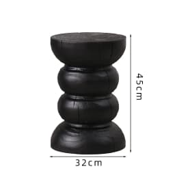 Wabi-Sabi Charred Wood Side Table Handcrafted Tree Stump Stool with Natural Texture Bedside Coffee Table for Home Decor