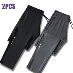 High Quality Ice Silk Pants For Men's Summer Slim Casual New Loose High Elasticity Quick Drying Outdoor Running Casual Pants
