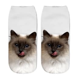 Cute Cat Face Low Ankle Socks For Women Colorful And Fun Cartoon Print With Multiple Kittens New Arrival