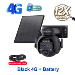 SHIWOJIA 4K 8MP Solar Camera 4G SIM/ WIFI Solar Security Camera 12X ZOOM Color Night Vision Surveillance PIR Monitor PTZ Camera
