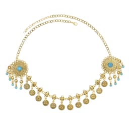 Afghan Vintage Alloy Coin Tassel Turquoise Head Chains for Women Bohemian Boho Tribal Gypsy Statement Hairband Ethnic Jewelry