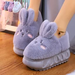 White Rabbit Hare Slippers Women's Cute Animal Platform Home Mules Shoes Girls Bedroom Plush Slides Slipper Ears Indoor Shoes