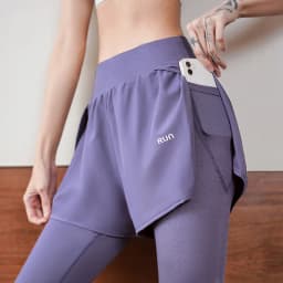 Women's Fall Two-in-One Leggings - High Waist Running Yoga Pants with Slimming Skirted Hem, 4-Way Stretch From Studio to Street