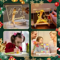 Acrylic Clear Light Up Drawing Board Glow Memo LED Rewritable Message Board Kids DIY Toys with 7 Color Markers Pen and Stand